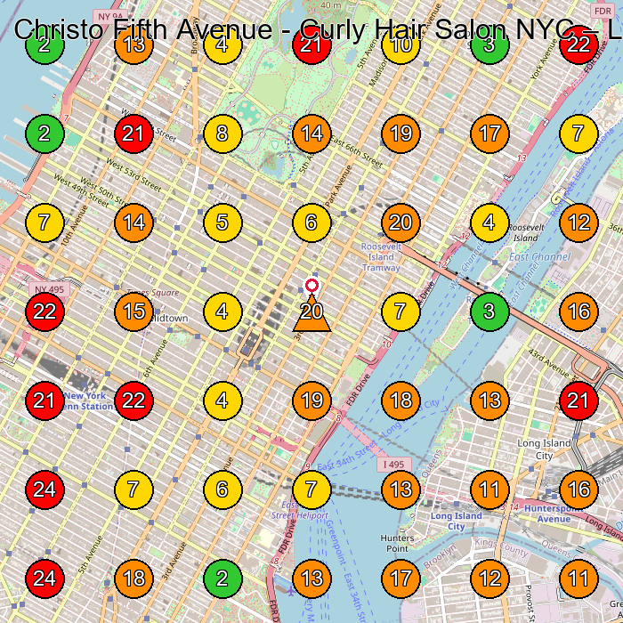 Christo Fifth Avenue - Curly Hair Salon NYC Hair Salon GeoGrid ranking map for New York NY